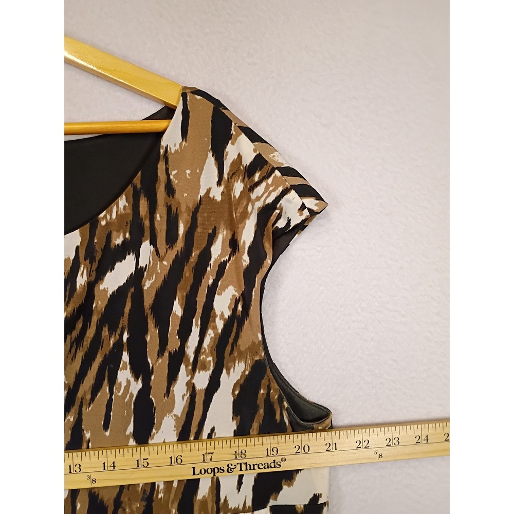 Safari Chic Connected Woman 18W Brown Animal Print Ruched Sheath Dress - Picture 5 of 9